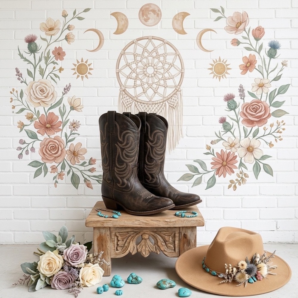 Smoky 🤠Western Indie‎ Sleaze, Festival, Boho, Rodeo, Coastal Cowgirl Boots Sz6